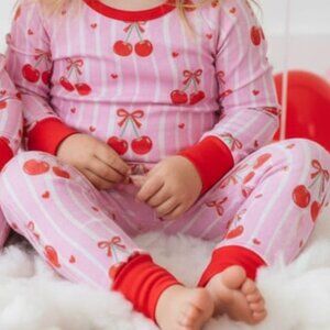 Cherry Hearts Bamboo Toddler Pajamas 2T | Cherry Print 2-Piece Set NWT